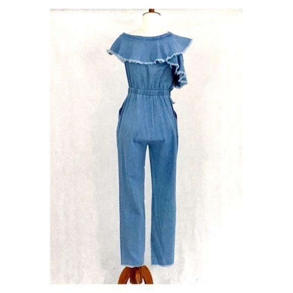 Signature8 Ruffle Collar Chambray Jumpsuit - Picture 7 of 12